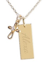 very nice tiny silver vertical bar cross baby necklace